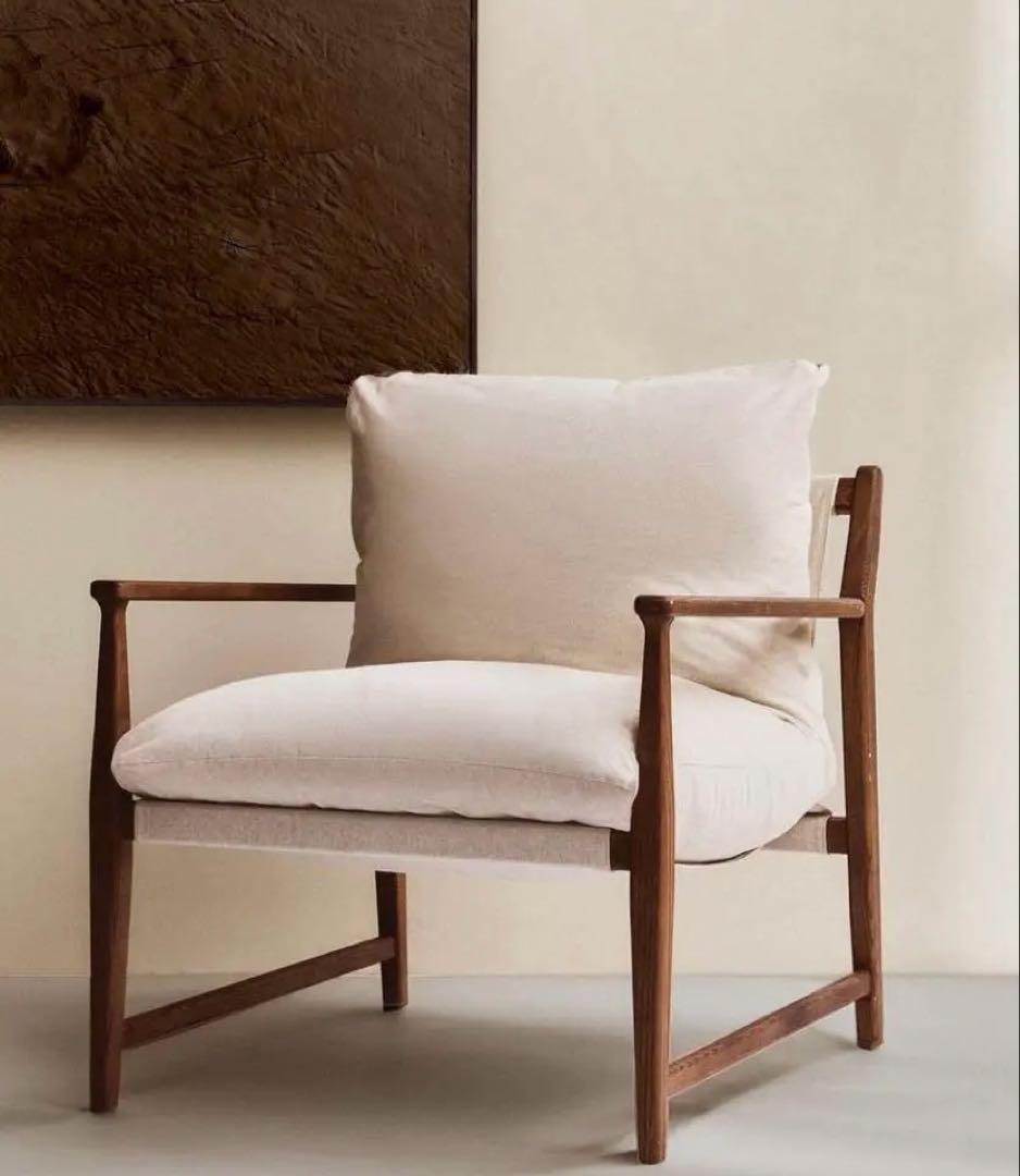 ZARA  ザラホーム　デタッチャブルクッション ウッドアームチェア