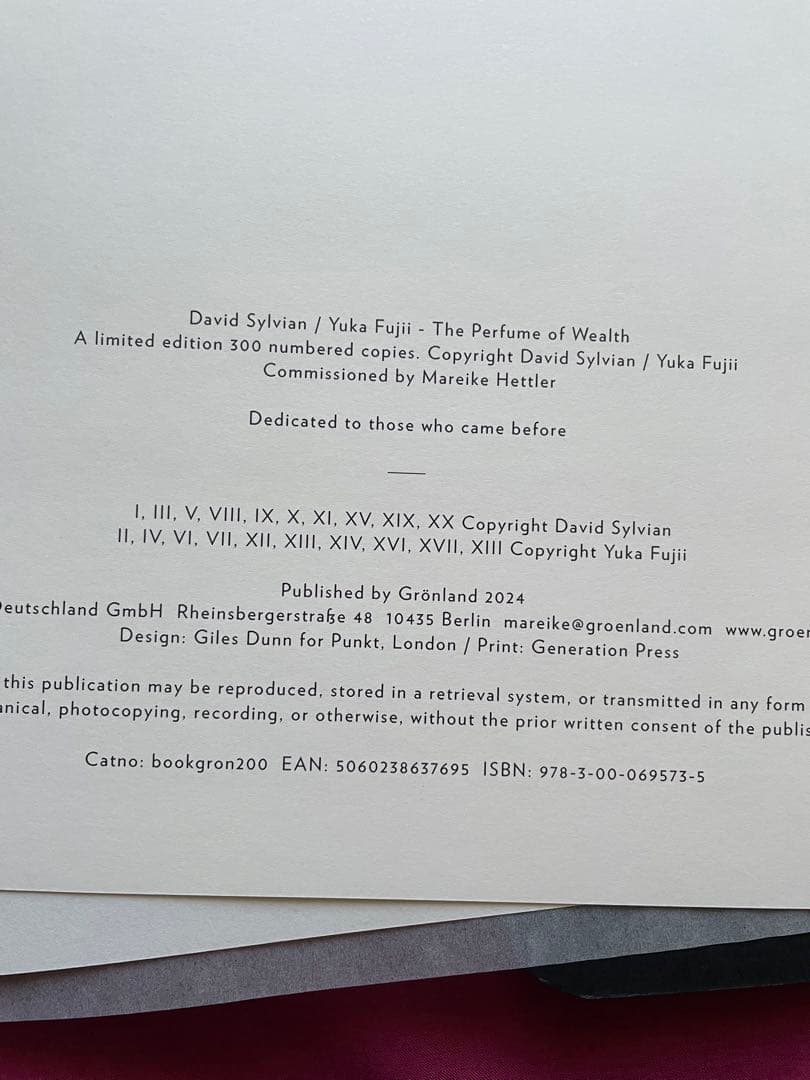 David Sylvian The Perfume of Wealth　サイン付