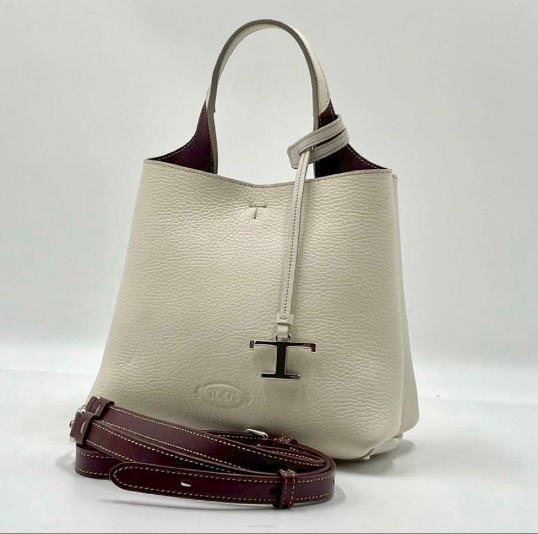 【美品】TOD's トッズTタイムレスマイクロ 2way アイボリー