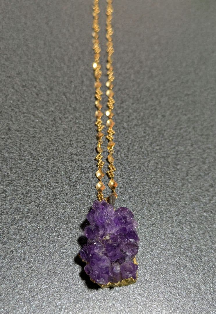 あ*か様 K18 ネックレス 約6g アメジスト原石 ヴィンテージ 指輪おまけ付