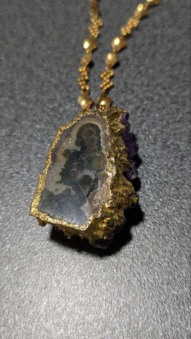 あ*か様 K18 ネックレス 約6g アメジスト原石 ヴィンテージ 指輪おまけ付