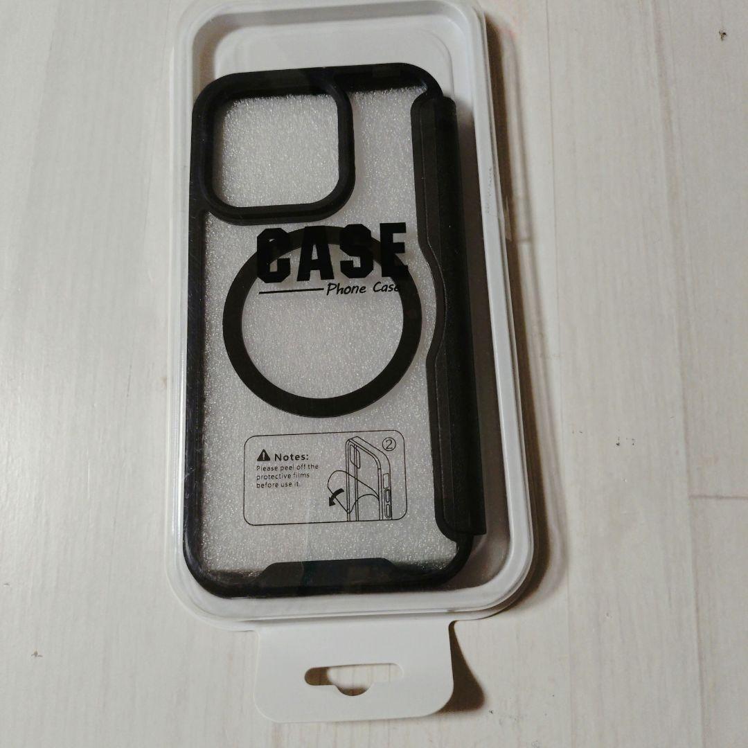 iPhone15 スマホケース クリア 手帳型　ブラック