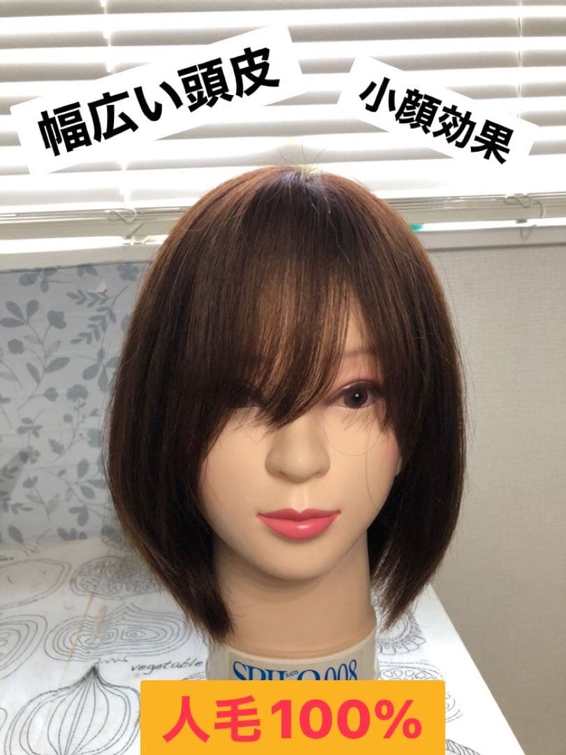 人毛100% ショートボブスタイル　ブラウン　未使用