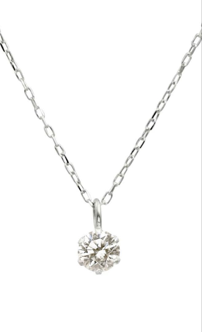 み*ー様 PT 天然ダイヤモンド 0.1ct 6本爪 プラチナネックレス