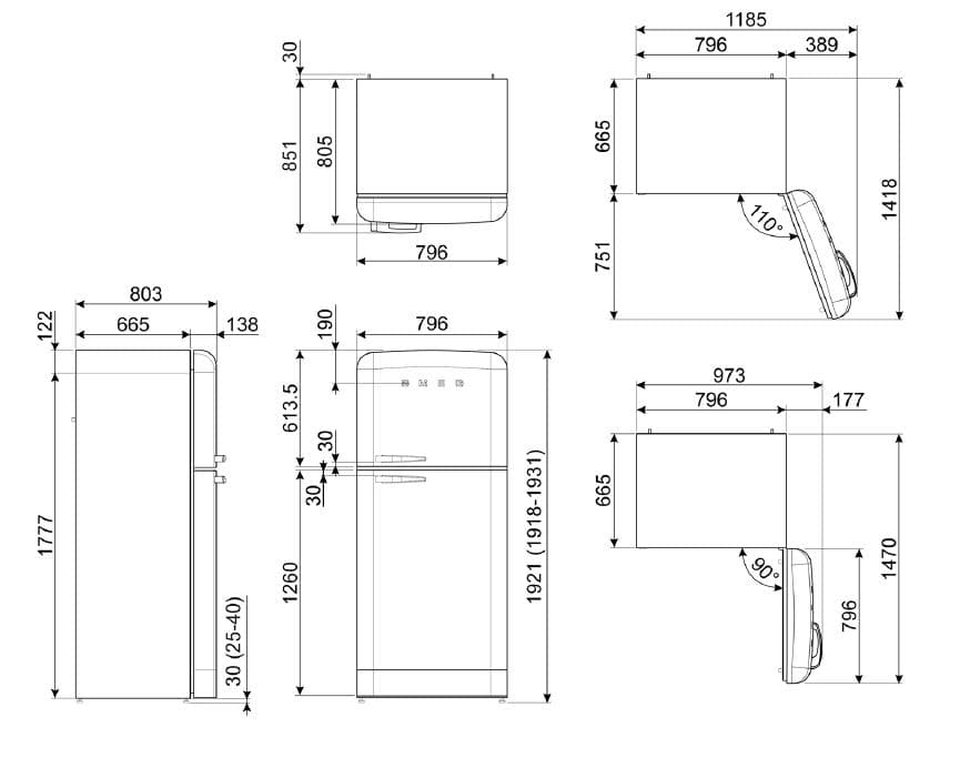 SMEG（スメッグ）社製冷凍冷蔵庫　クリーム 100V FAB50P 右開き