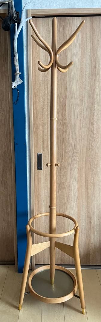 美品　秋田木工 ポールハンガー コートハンガー コート掛け