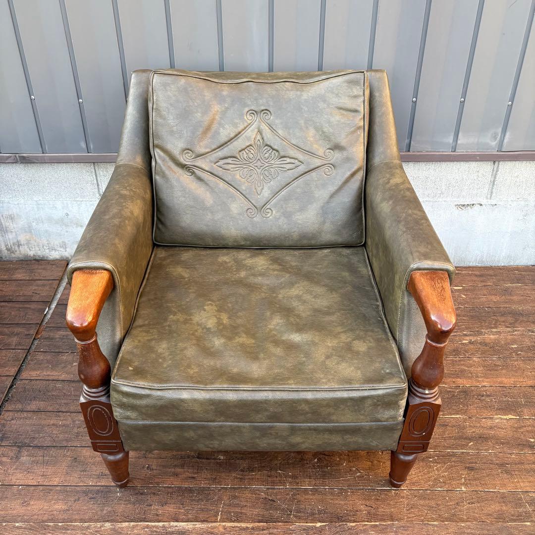 ① 昭和レトロ ヴィンテージ マルニ木工 一人掛けソファ アームチェア ラウンジ