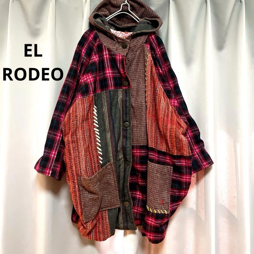 EL RODEO 異素材パッチワークウールコート 大きいサイズ オーバーサイズ
