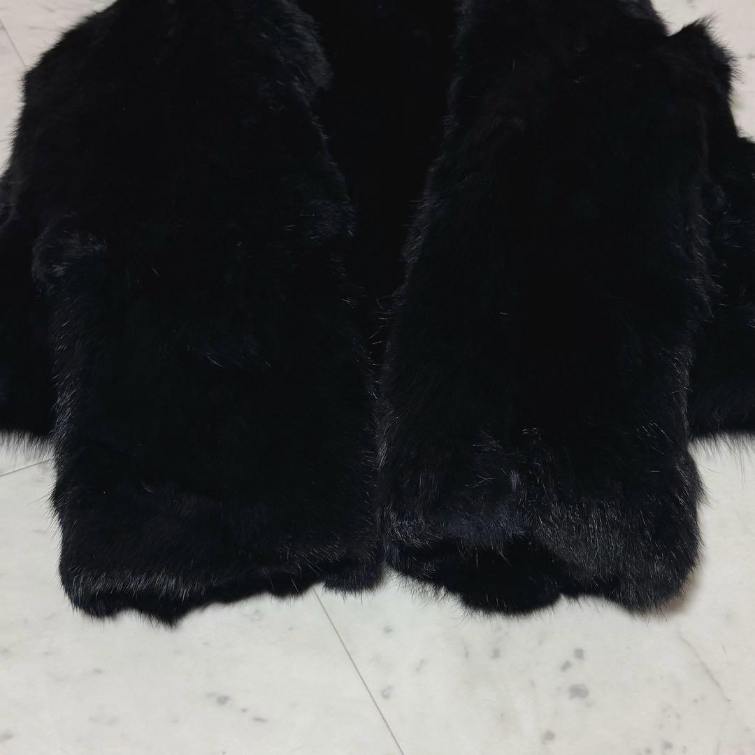 BIANNA 毛皮コート ブルーフォックス × ラビット クロップド丈 黒 38