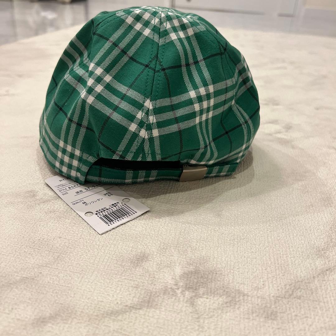 新品未使用タグ付き　バーバリーゴルフ　キャップ　緑　ノバチェック　57.5cm