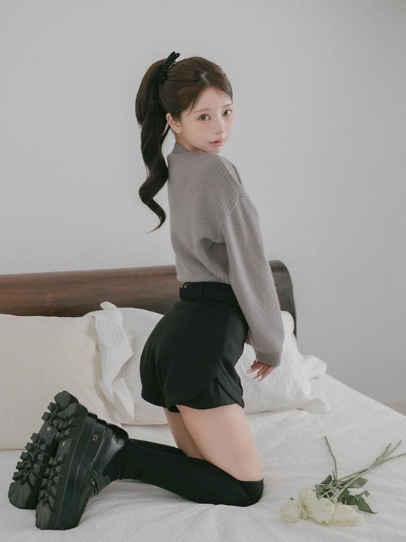 S 新品 入手困難 Darich サイドスリットハイウエストショートパンツ 黒