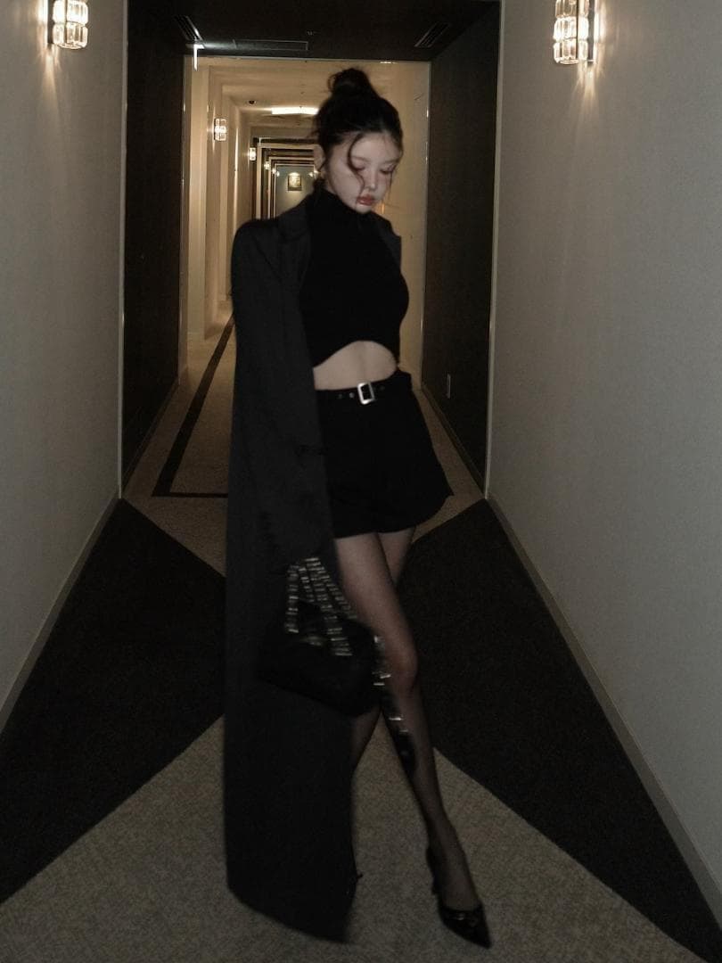 S 新品 入手困難 Darich サイドスリットハイウエストショートパンツ 黒