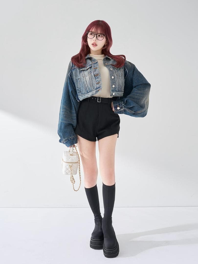 S 新品 入手困難 Darich サイドスリットハイウエストショートパンツ 黒