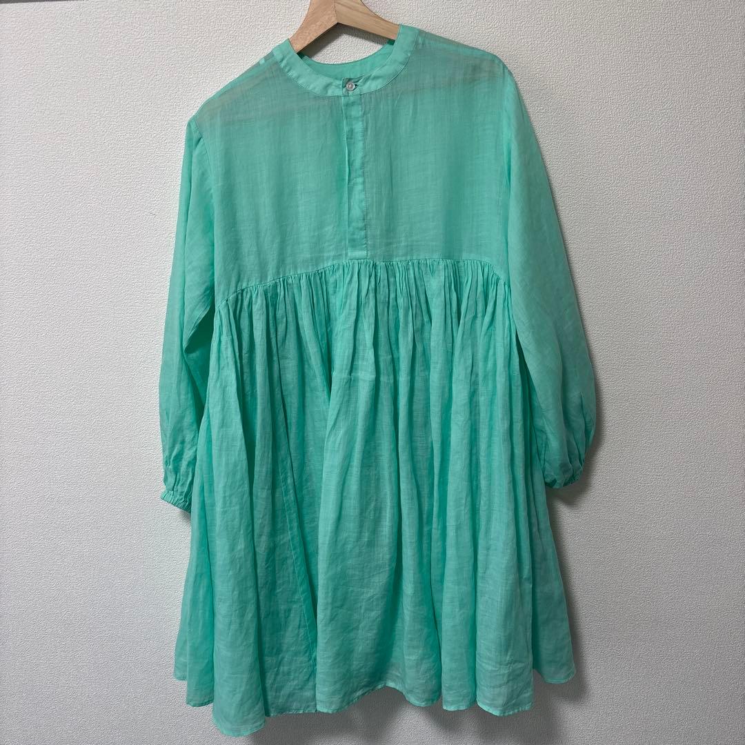 ミントグリーン 長袖チュニック