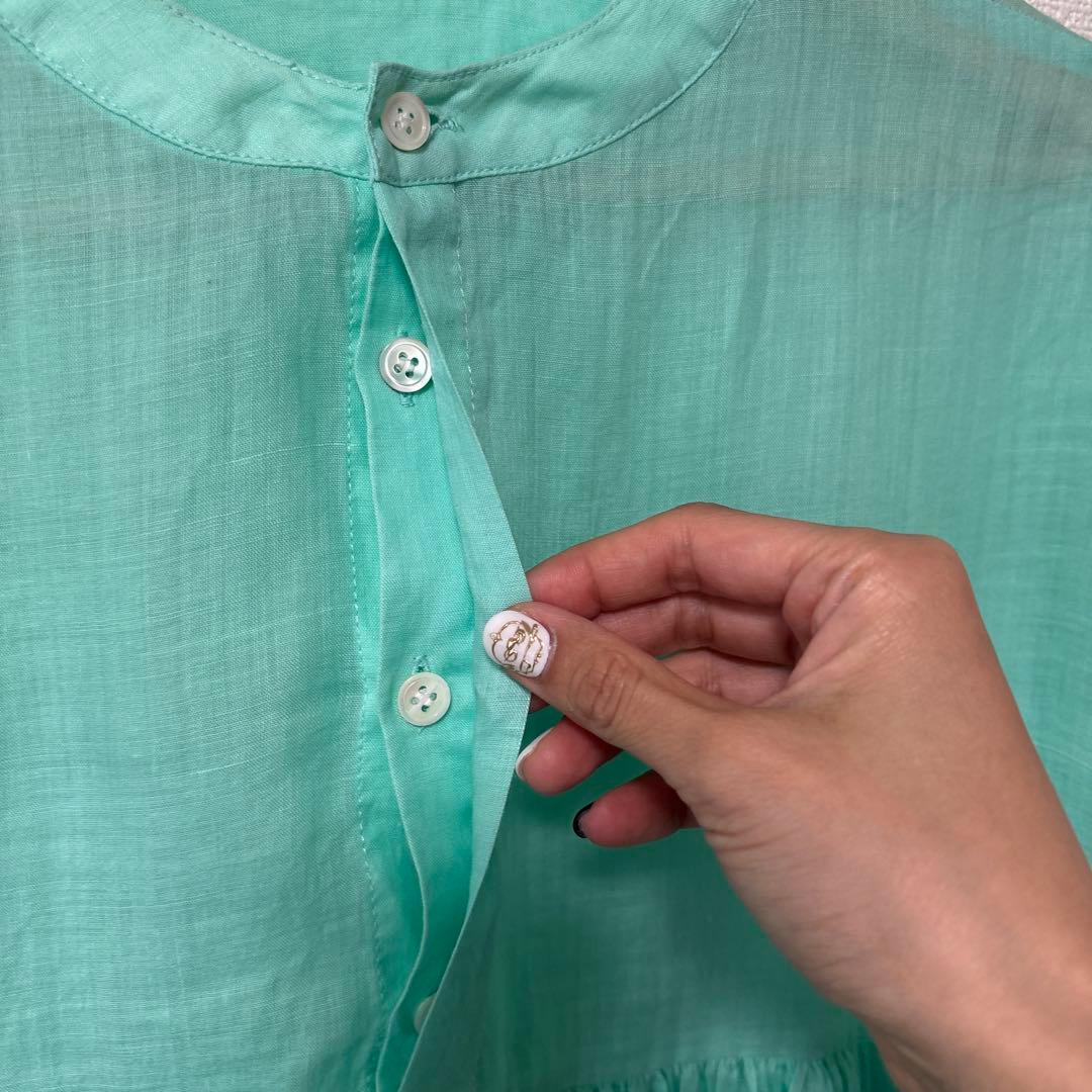 ミントグリーン 長袖チュニック