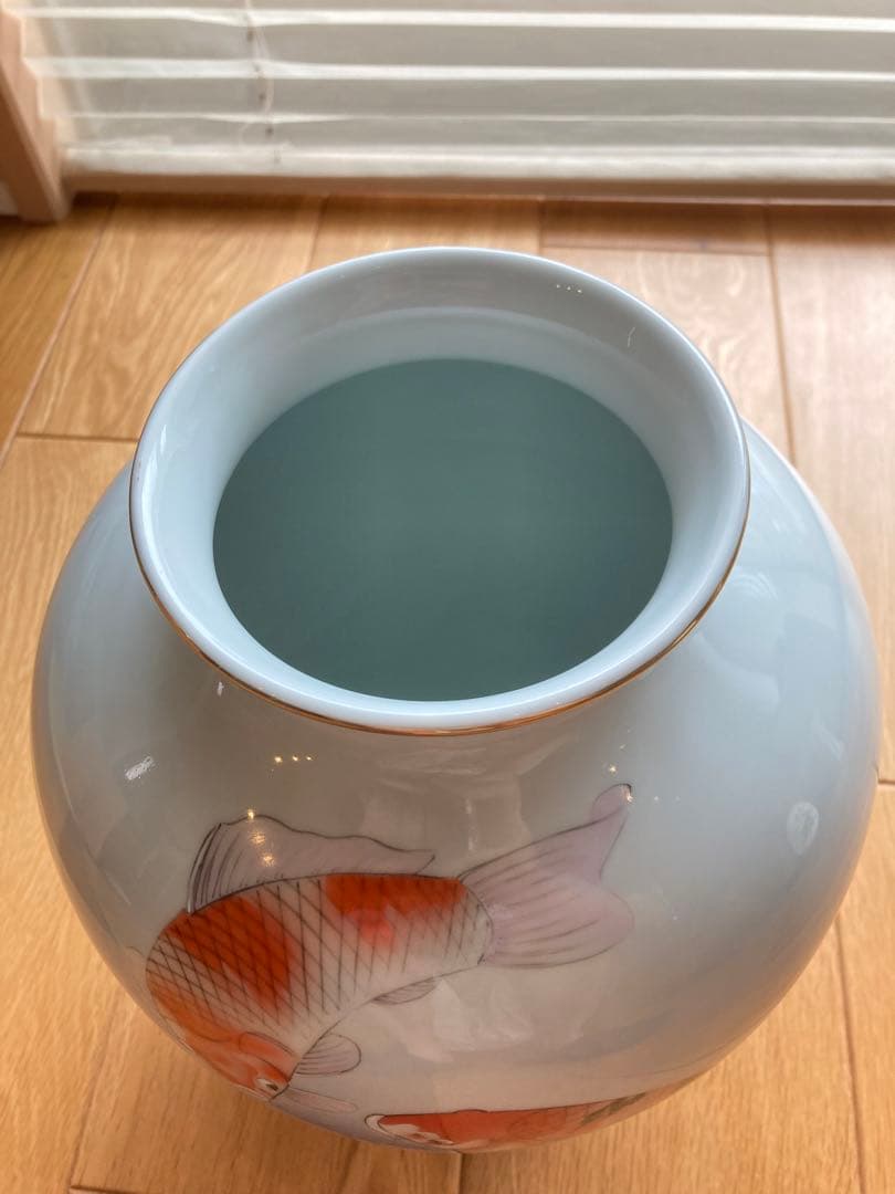 箱付き 深川製磁 オールド深川 錦鯉絵 花瓶