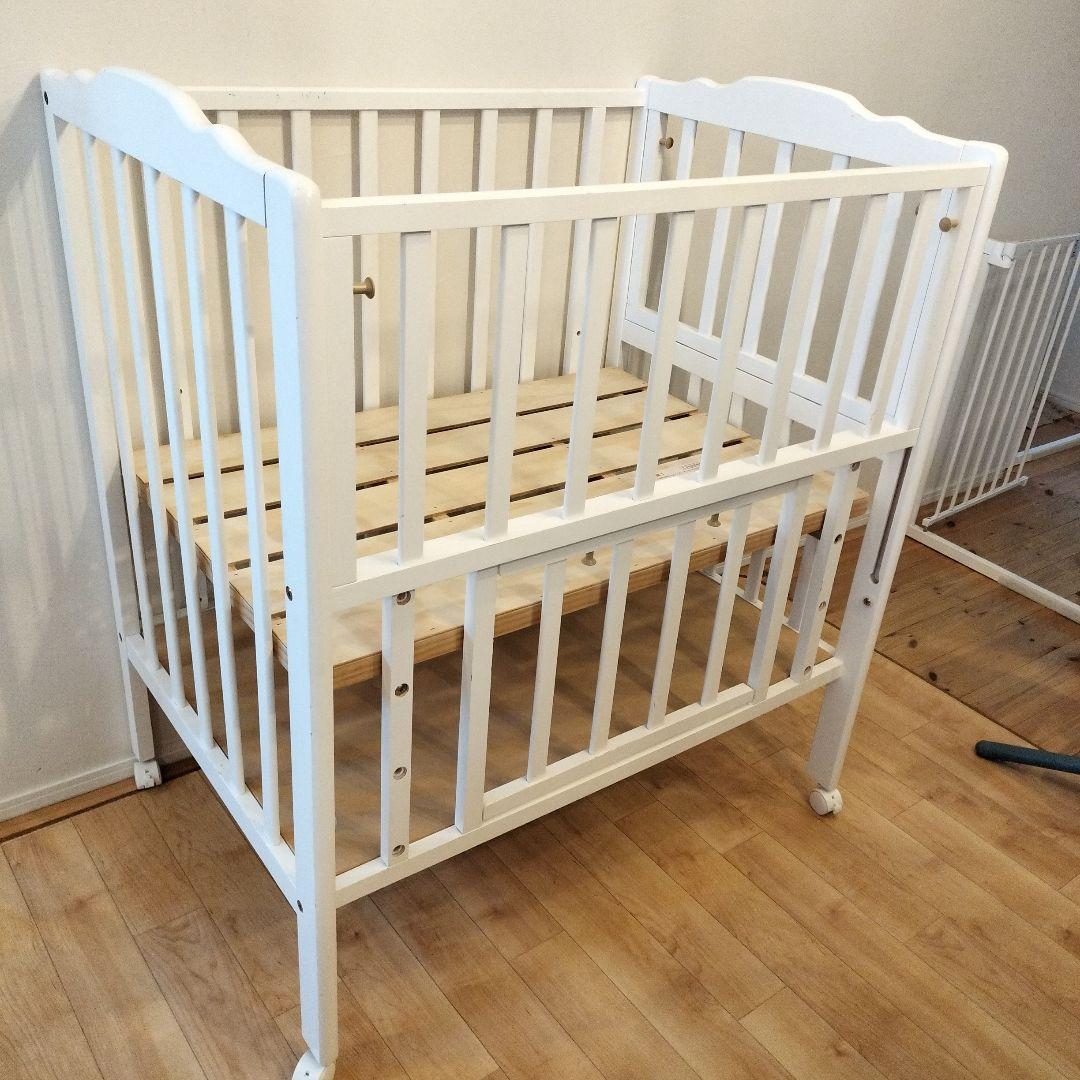 大和屋　木製ミニベビーベッド 白