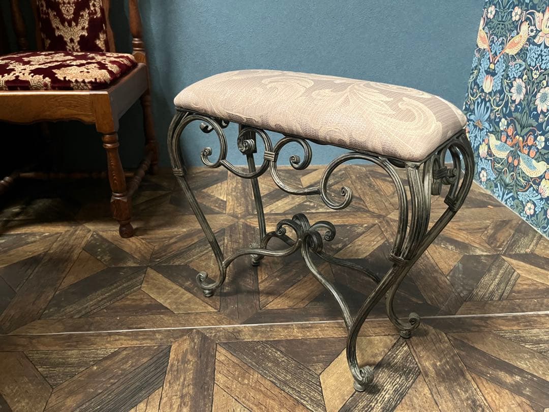 スツール スリム アイアン インテリア アンティーク 猫脚 ビンテージ ショート