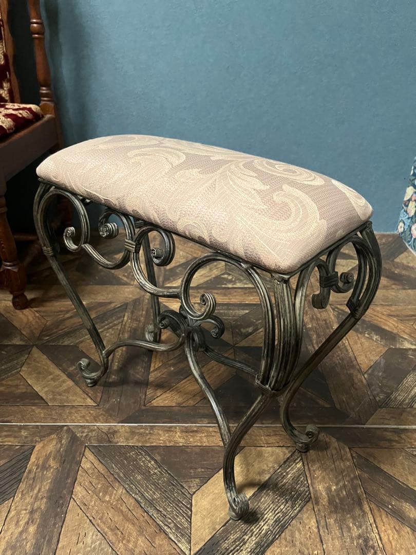 スツール スリム アイアン インテリア アンティーク 猫脚 ビンテージ ショート