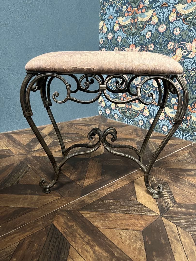 スツール スリム アイアン インテリア アンティーク 猫脚 ビンテージ ショート