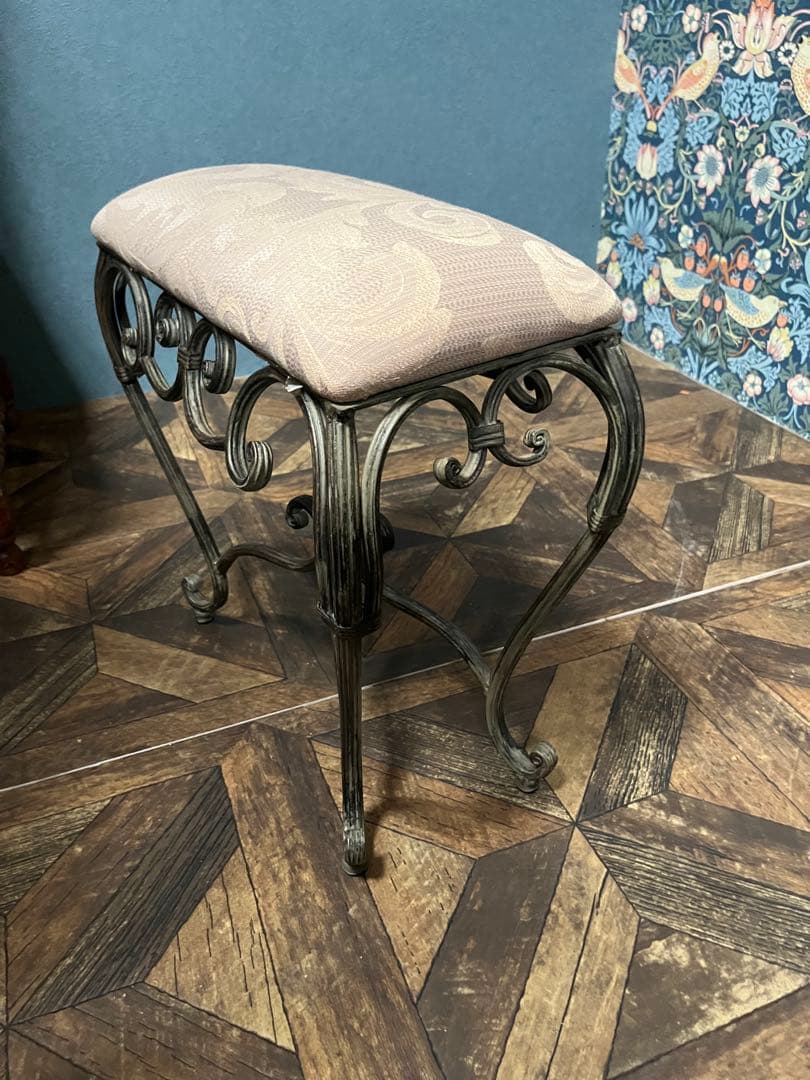 スツール スリム アイアン インテリア アンティーク 猫脚 ビンテージ ショート