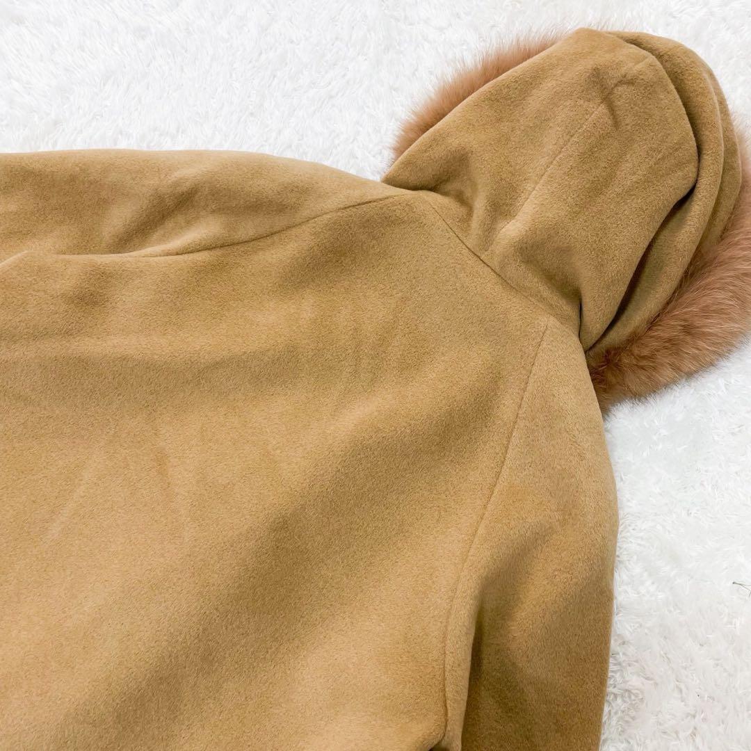 極美品 ダイアグラム アンゴラファーコート ポンチョ フォックスファー キャメル