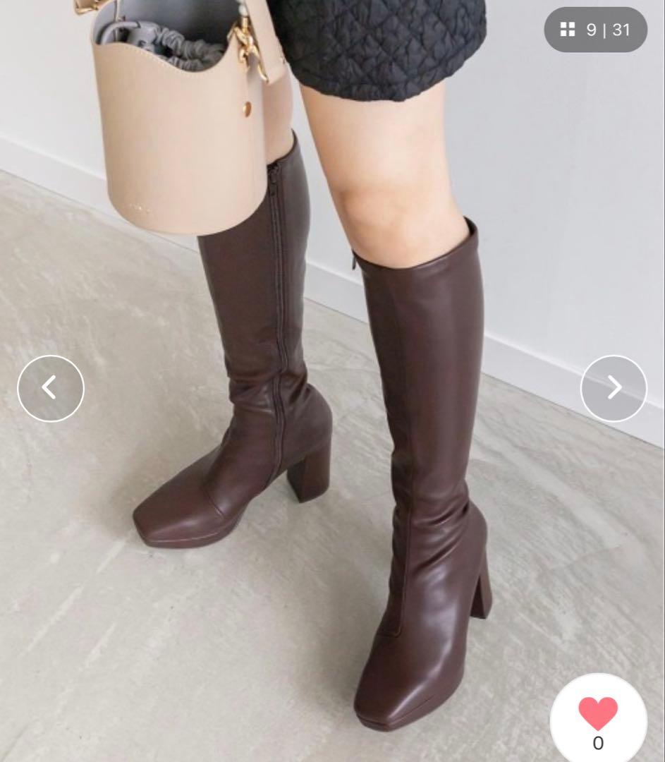 RANDA ボリュームソールロングブーツ ダークブラウン