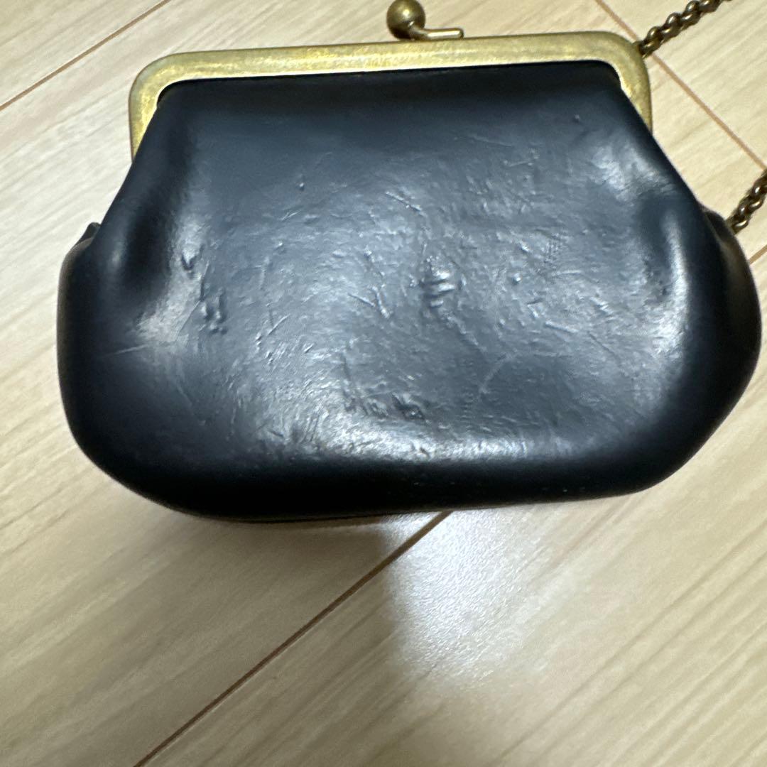 N 25 レザーGUIDIがま口ウォレットMチェーン付き黒