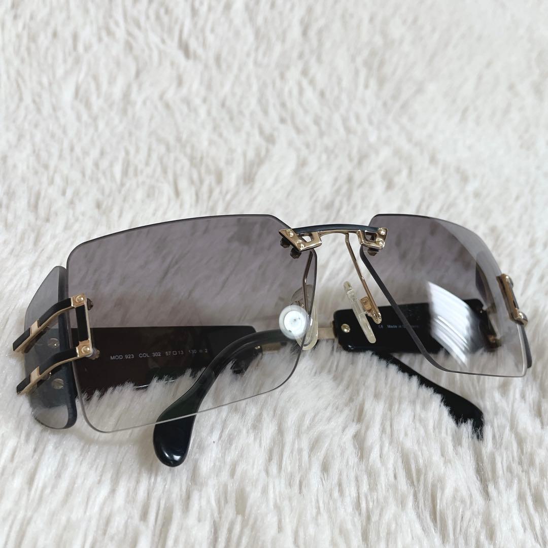 美品 CAZAL カザール リムレス ハーフ サングラス セルフレーム ブラック