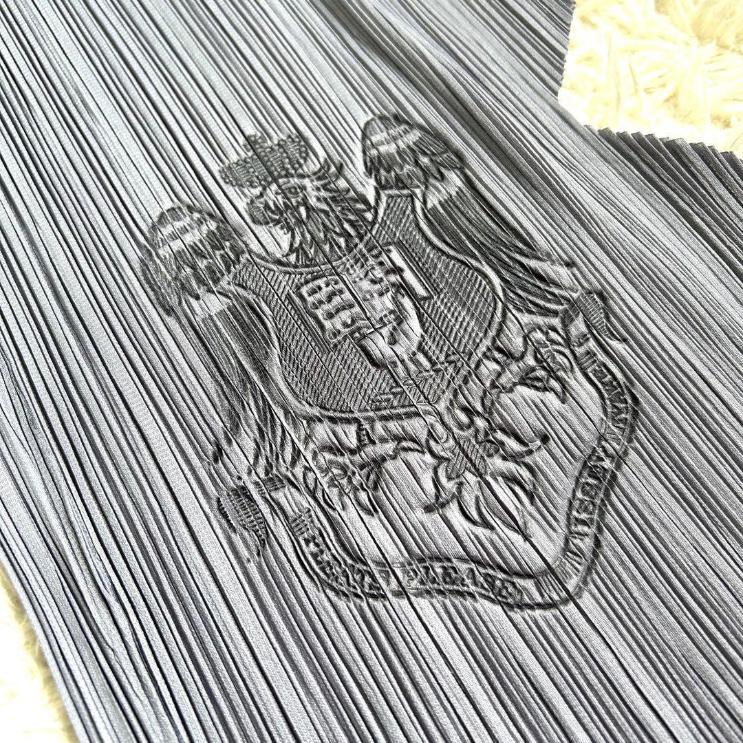 【美品】プリーツプリーズ 希少 変形 ギザギザ 型押し パンツ グレー 1