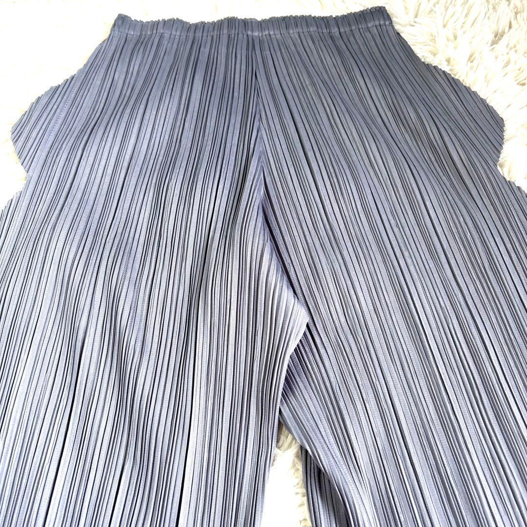 【美品】プリーツプリーズ 希少 変形 ギザギザ 型押し パンツ グレー 1