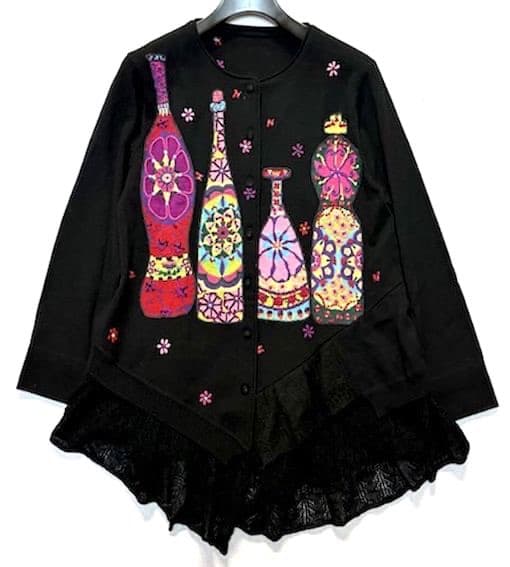 トクコプルミエヴォル☆新同品！エスニックボトル刺繍 裾レース切替カーディガン☆