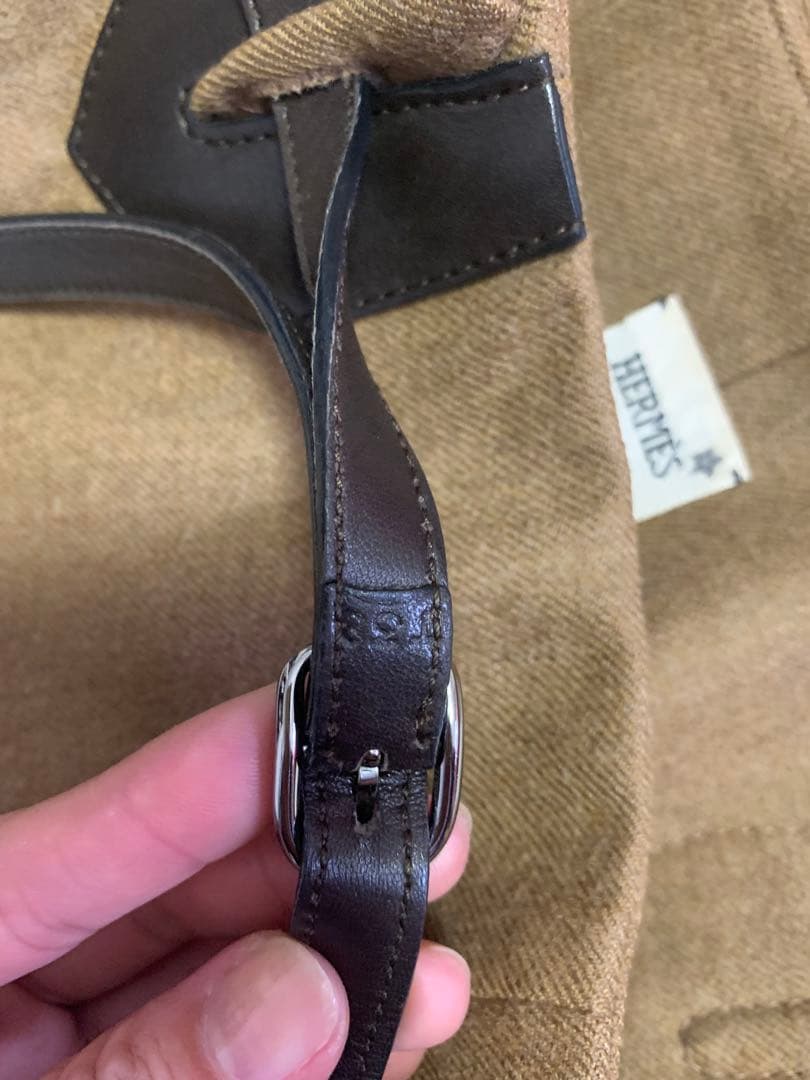 HERMÈS 38ブラウン フレアパンツ ベルト付き