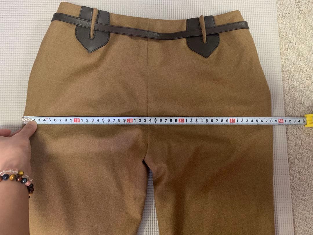 HERMÈS 38ブラウン フレアパンツ ベルト付き