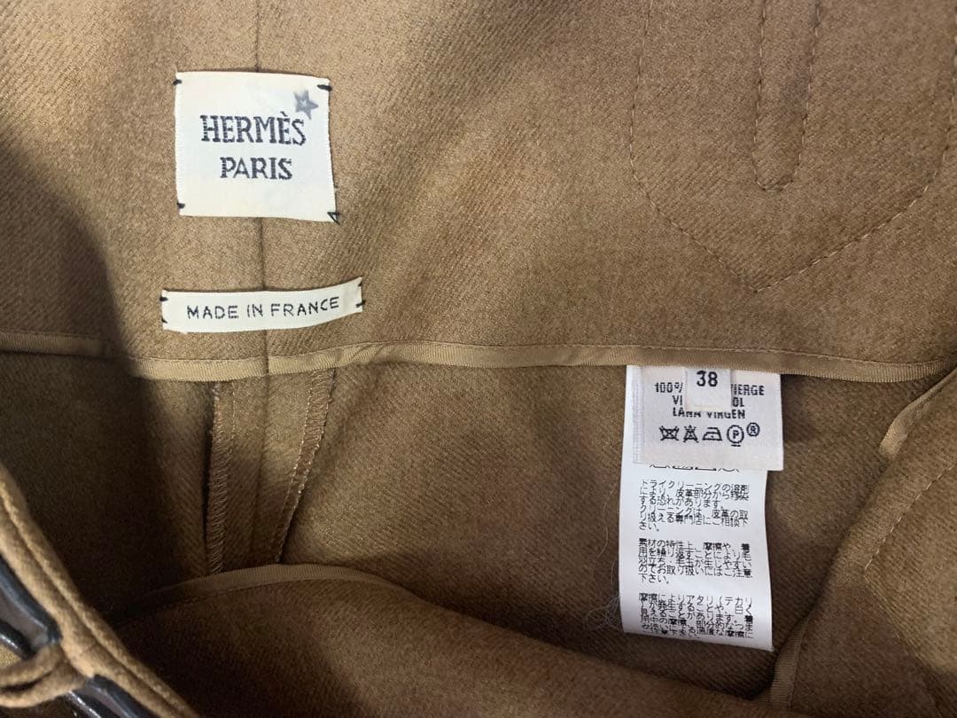 HERMÈS 38ブラウン フレアパンツ ベルト付き