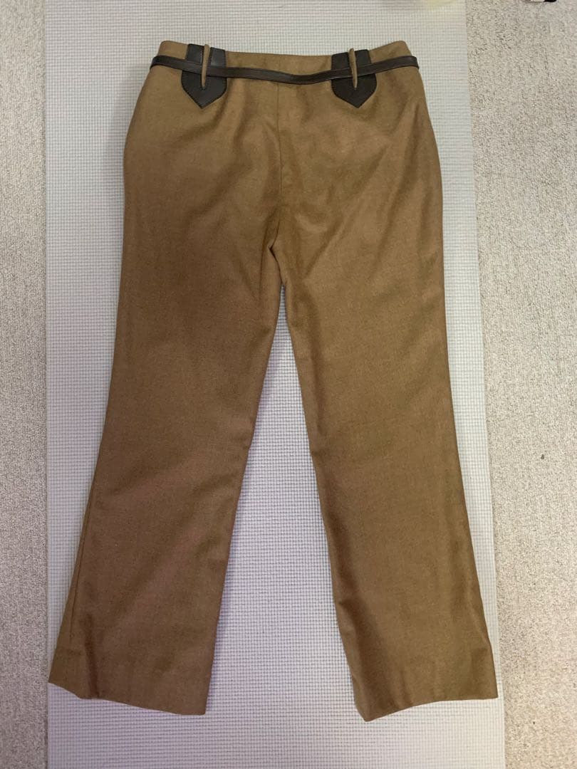 HERMÈS 38ブラウン フレアパンツ ベルト付き
