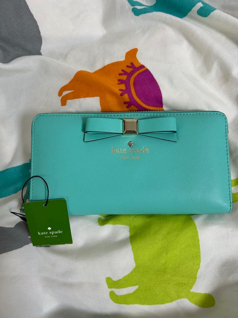kate spade ミントグリーン リボン長財布