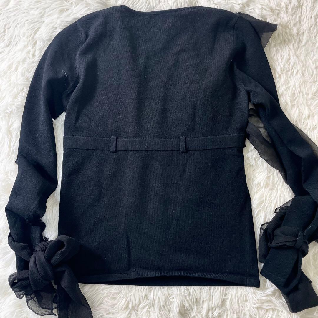 シャネル　CHANEL カットソー　ウエストリボン　袖リボン　ブラウン　黒