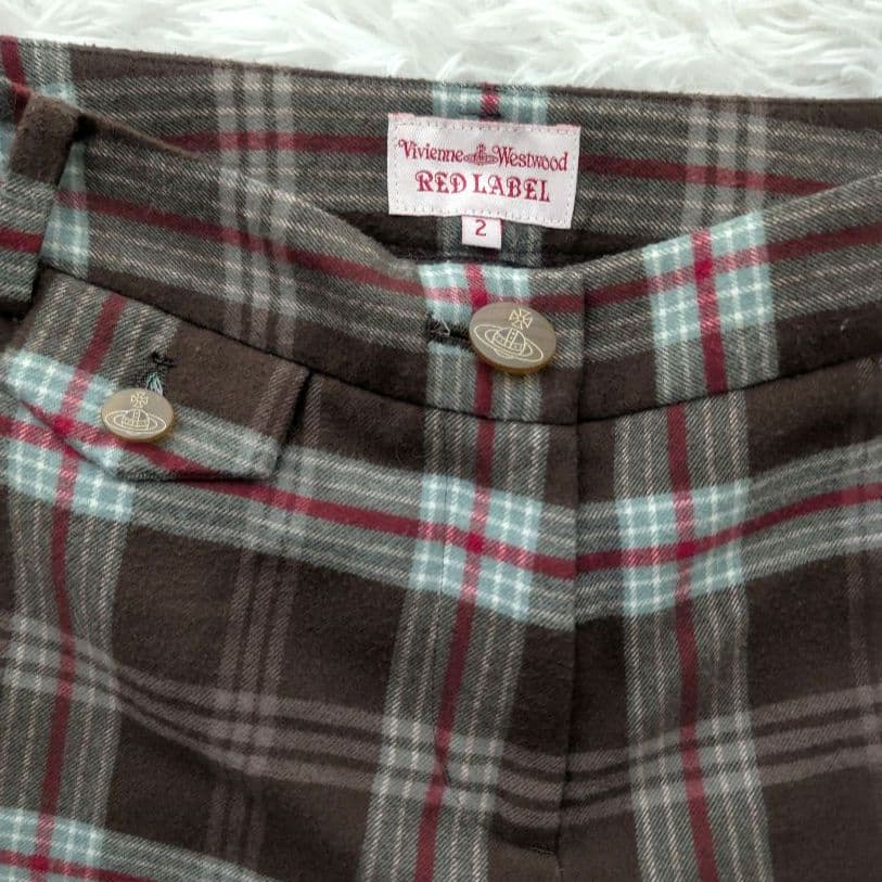 ヴィヴィアンウエストウッド ウール チェック パンツ ロゴボタン ２