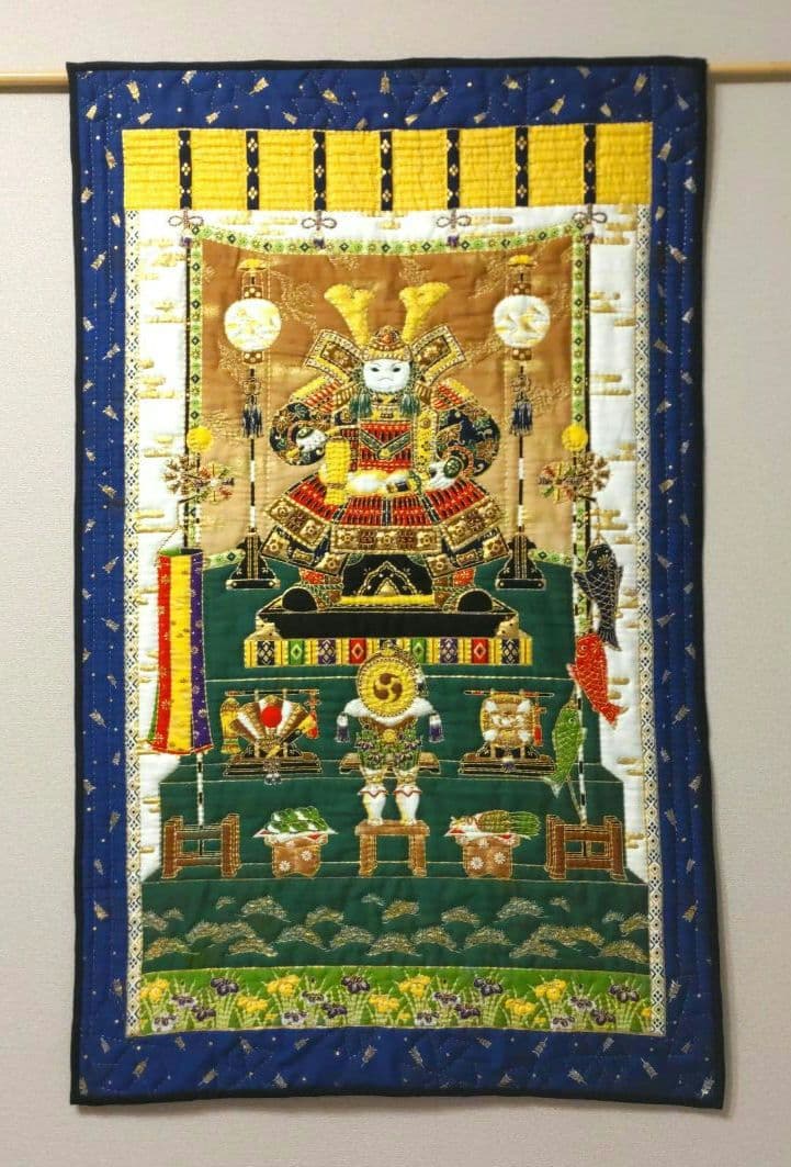 ✨④端午の節句パネル生地タペストリー[金糸使用]✨パッチワークキルトハンドメイド