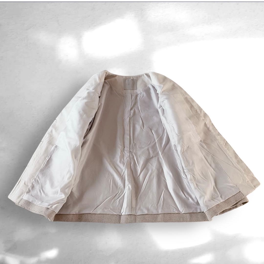 1【美品】UNFILO ウールブレンド　ノーカラーコート　M