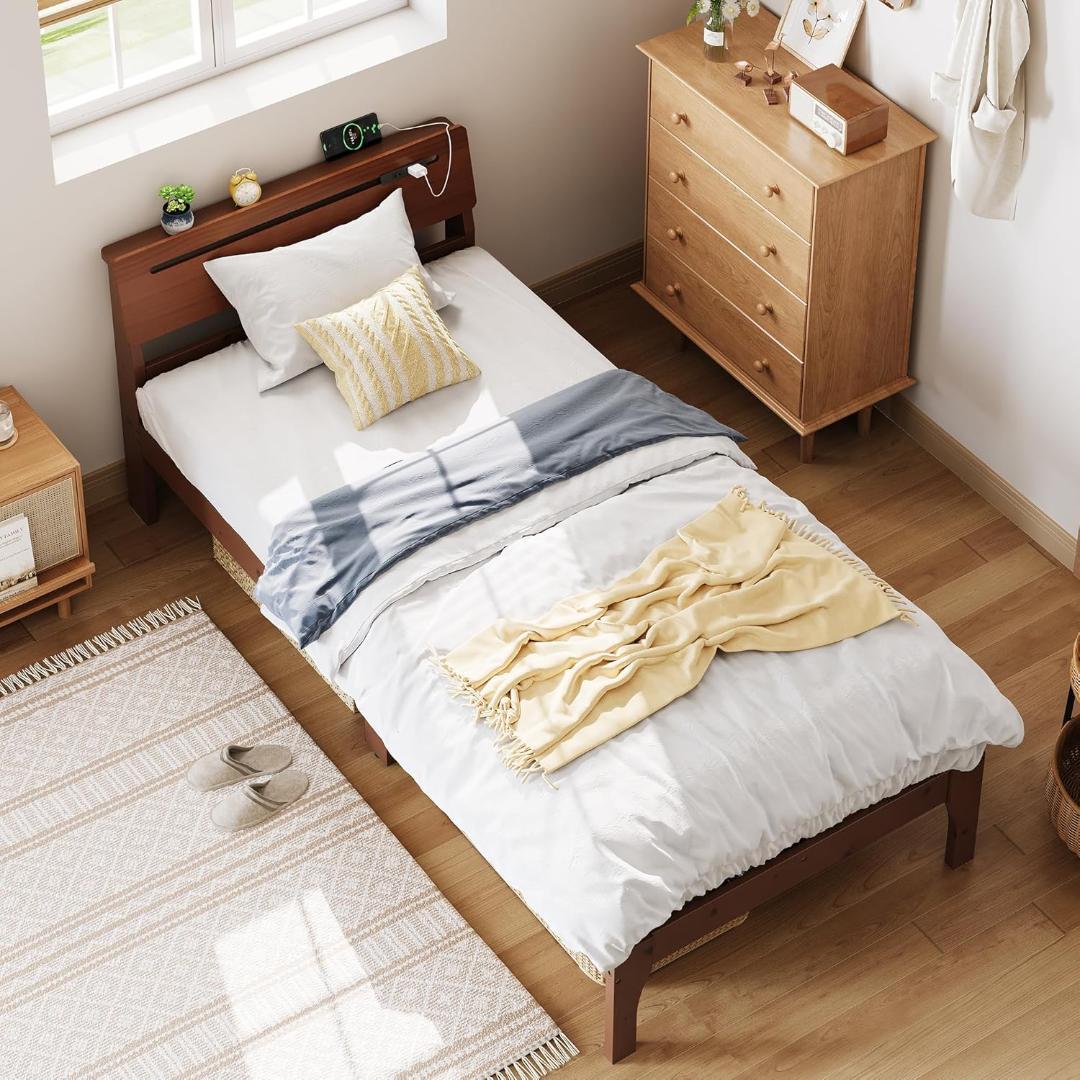 WLIVE ベッド ベッドフレーム フレーム すのこベッド シングル ブラウン