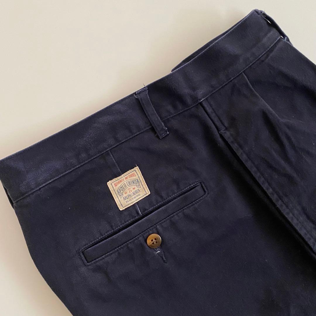 USA製 ポロラルフローレン 紺 ポロチノ 初期型 アンドリュー ツータック