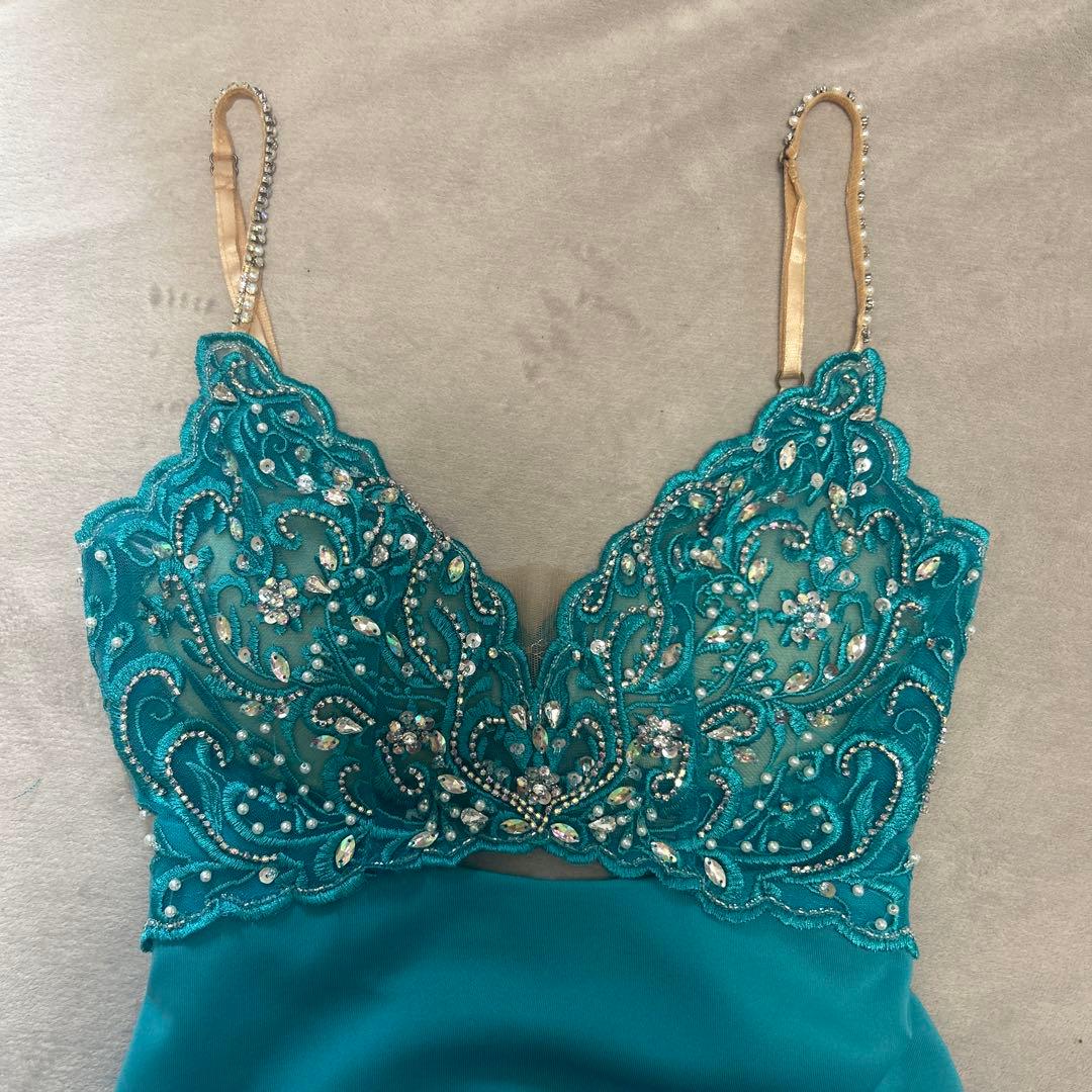 エンジェルアール　ビジュー　キャバドレス　キャミドレス　ターコイズ　タイト　ミニ