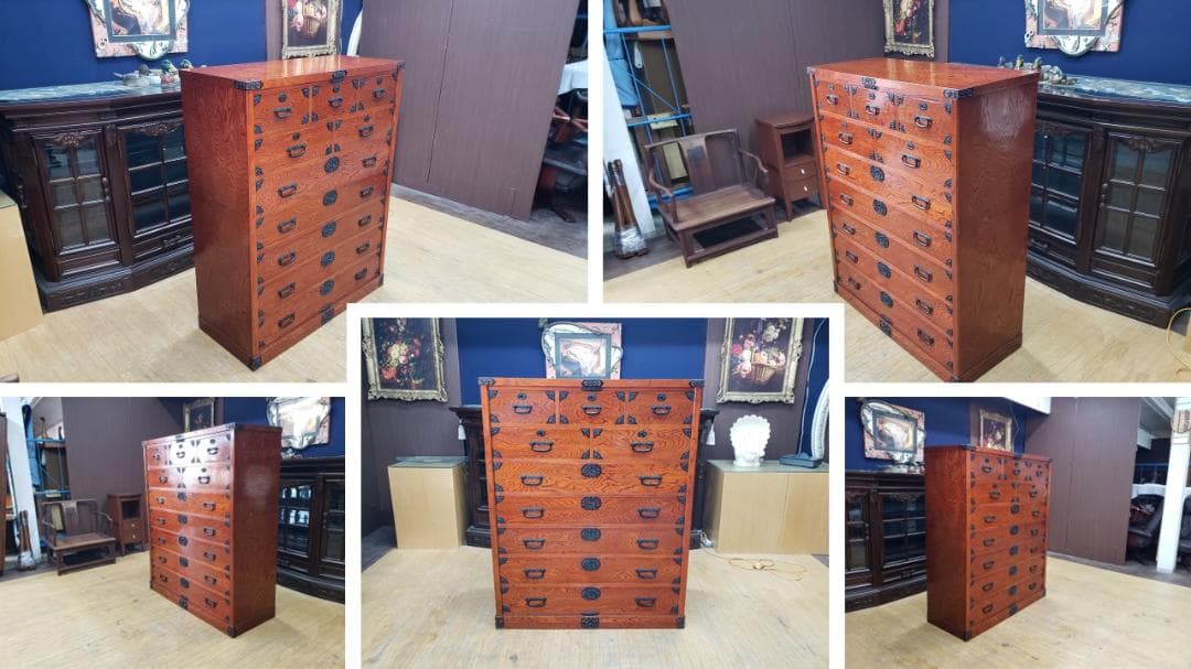 oko　E3　鍵付き 2分割 時代箪笥