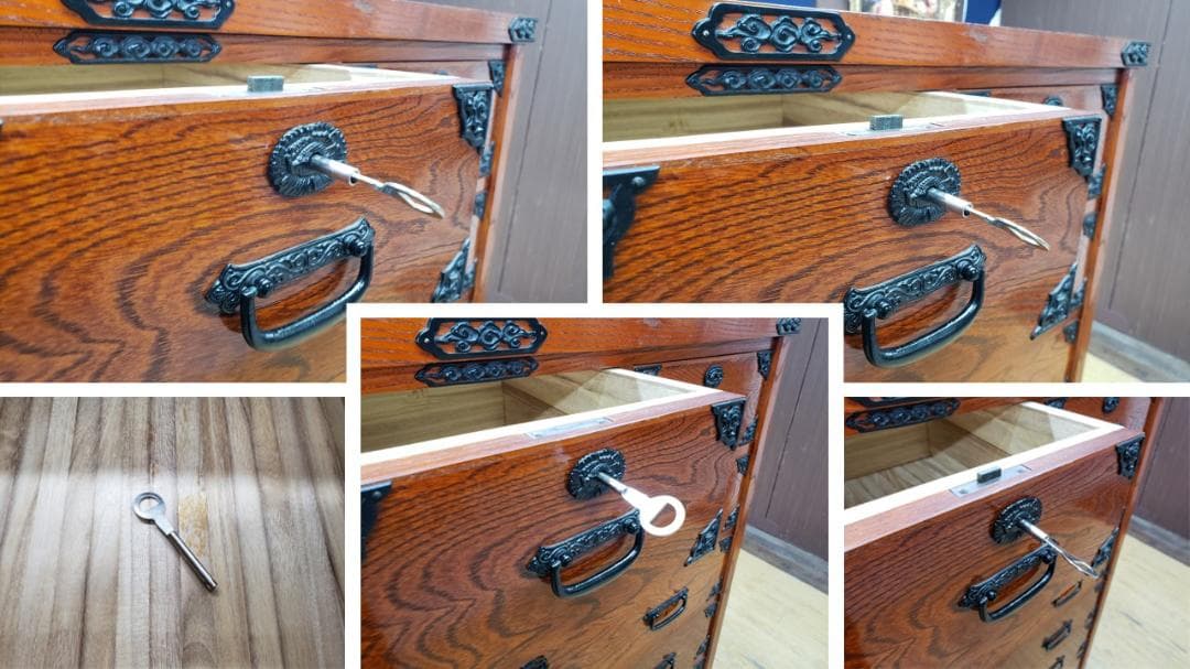 oko　E3　鍵付き 2分割 時代箪笥