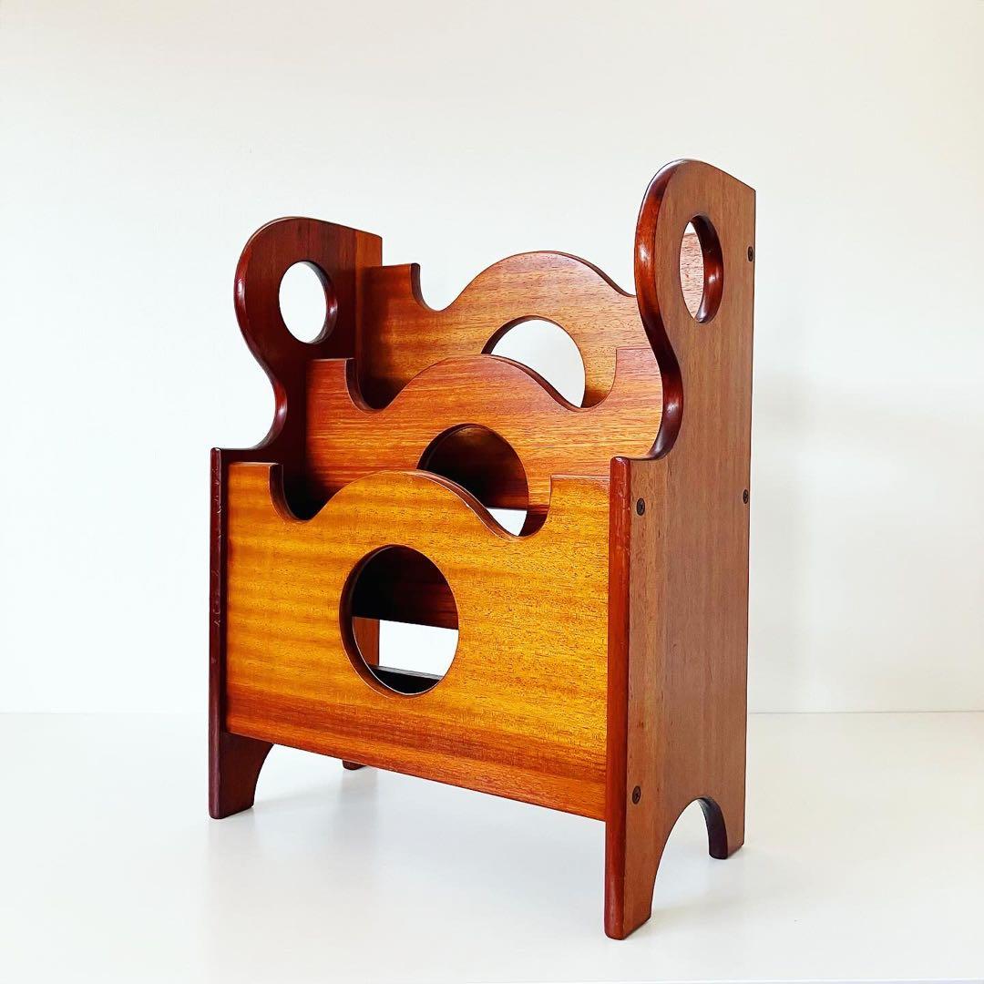 モダン　マガジンラック　チーク　北欧スタイル　古道具　小物入れ　ビンテージ雑貨