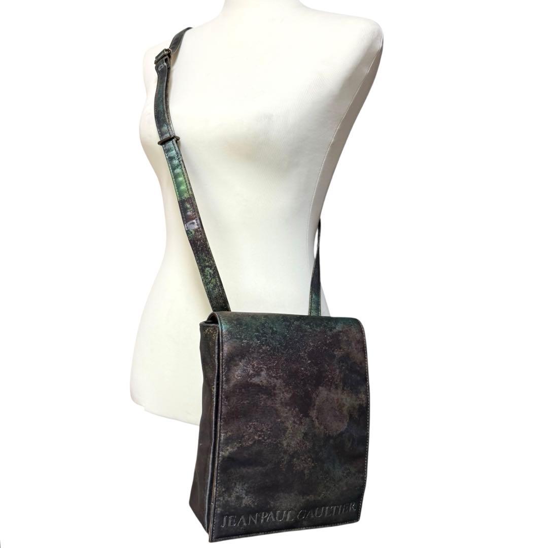 【美品】ジャンポールゴルチエ Vサイバー ショルダーバッグ 玉虫色 希少モデル