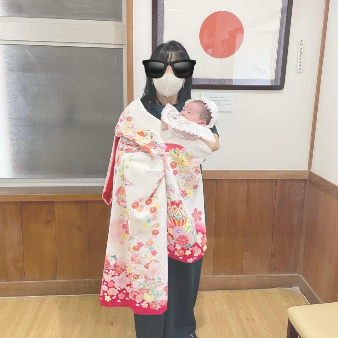 u*c様 お宮参り、産着 正絹 薄ピンク 刺繍 女の子長襦袢