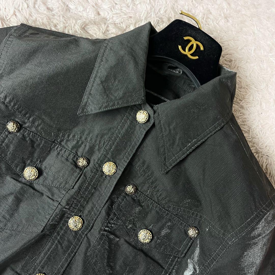 ヴェルサーチ デニムジャケット メデューサボタン ロゴ ブラック 黒 M